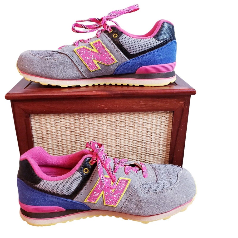 New Balance 574 Running Shoes Womens Size 7 M Gray Pink Sneakers Used EUC